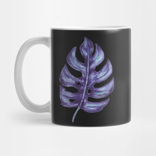 Purple monstera leaf with fenestrations Mug